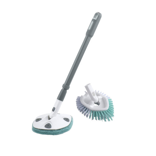 Casabella Tub and Tile Brush with 28" Extendable Handle and Scrubber Pad Refill