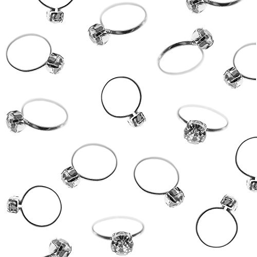 Super Z Outlet Silver Faux Diamond Engagement Rings for Wedding Table Scatter Decorations, Party Supply Favor Accents, Cupcake Toppers, Arts & Crafts (12 Pack) (36 Pack)