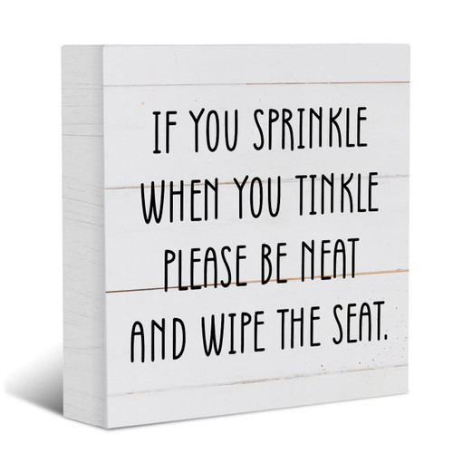 Funny Bathroom Sign, Rustic Wooden Box Sign, Farmhouse Bathroom Decor, Home Decor,Wood Block Plaque Desk Decor Shelf Table Decoration for Toilet Restroom Living Room Bedroom,Hope Your Day As Nice