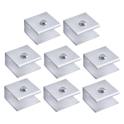 Housoutil 8pcs Glass Clip Bracket Black Shelf Glass Holder Glass Shelf Glass Clip Support Shower Glass Clamp Glass Bracket Clamp Glass Shelf Clip Bracket Metal Clips Space Aluminum Silver