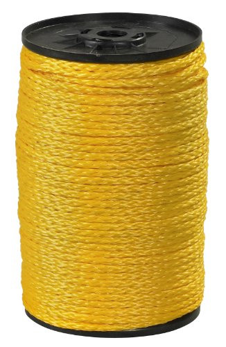 Aviditi TWR113 Polypropylene Hollow Braid Rope, 1000' Length x 3/16" Width, 450 lbs Tensile Strength, Yellow