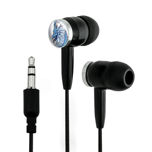 GRAPHICS & MORE Happy Blue Dragon Cute Fantasy Novelty in-Ear Earbud Headphones - Black