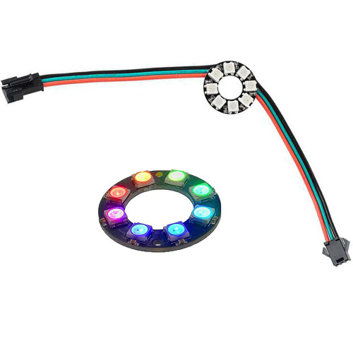 Sparkleiot 8 Bits WS2812 Addressable LED Ring with SM2.54-3P Wire, DC5V WS2812B 5050 RGB LED with Built-in Drivers Pixels Individual Controlling for Arduino Pi ESP8266 ESP32 Nodemcu (8 bits)