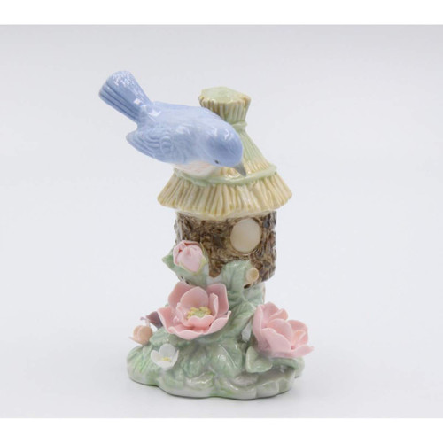 Cosmos Gifts 96302 Fine Elegant Porcelain Blue Bird on Birdhouse with Pink Wild Rose Figurine, 5" H Cosmos Gifts 96302 Fine Elegant Porcelain Blue Bird on Birdhouse with Pink Wild Rose Figurine, 5" H