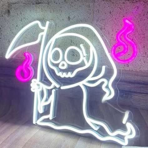 AONXJSIGN Halloween Grim Reaper Neon Sign Led Neon Light Wall Decor Grim Reaper neon Light Up Signs for Party, Living Room, Family Room, Kids Room, Wedding, Home Decoration. (grim reaper)