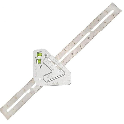 TOSSPER Triangular Level Ruler, Multi-Function Stainless Steel Woodworking Combination Square Angle