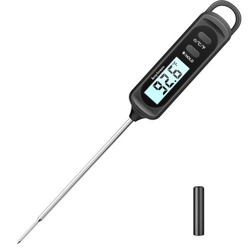 hoyiours Instant Read Food Thermometer for Cooking, Digital Meat Thermometers Kitchen Food Thermometer with Long Probe and Backlight LCD, Probe Thermometer for Turkey, Grill, BBQ, Oven, Black hoyiours Instant Read Food Thermometer for Cooking, Digital Meat Thermometers Kitchen Food Thermometer with Long Probe and Backlight LCD, Probe Thermometer for Turkey, Grill, BBQ, Oven, Black