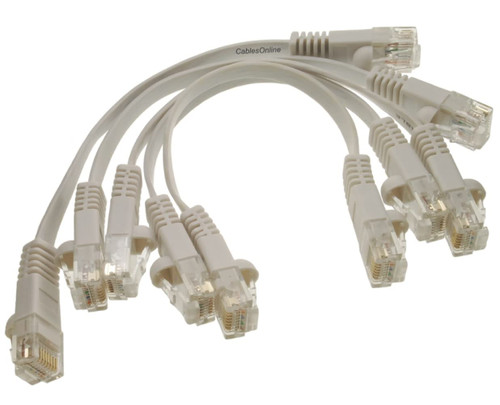CablesOnline, 5-Pack White 6-inch CAT6 Network UTP Ethernet RJ45 Flat-Design Patch Cable, U6-000FW-5