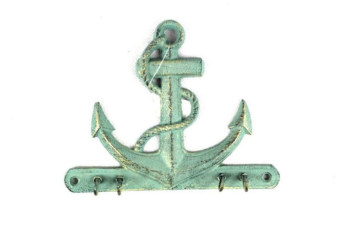 Hampton Nautical Cast Iron Anchor with Hook, 8", Antique Bronze