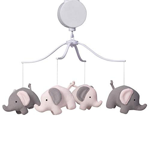 Bedtime Originals Eloise Pink/Gray Elephant Musical Baby Crib Mobile