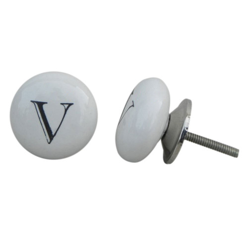 14 Pack Farmhouse Drawer Pull Knobs|V Alphabet Hardware Pull for Cabinets Drawers|White Modern Knobs|Ceramic Knobs for Kitchen Cabinets Drawers|Decorative Drawer Knobs|Dresser Knobs Farmhouse Style