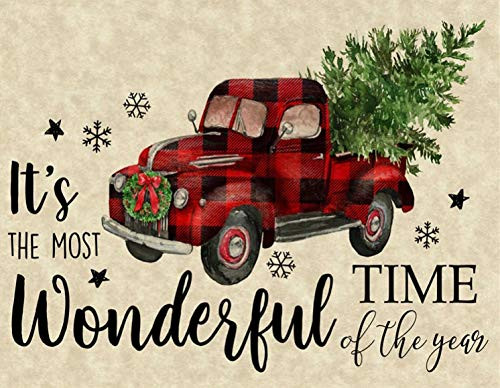 Red Truck Christmas Decor Christmas Placemats Paper Placemats Christmas Table Decorations Buffalo Plaid Pk 25