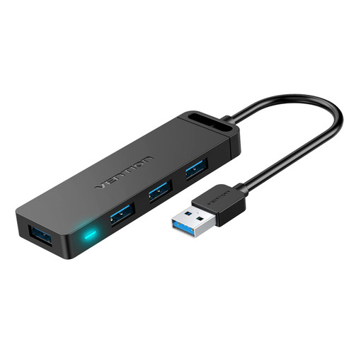 VENTION USB 3.0 Hub, 4 Ports USB Hub Ultra-Slim Data USB Hub 3FT Extended Cable [Charging Supported], Compatible with MacBook, Laptop, Surface Pro, PS4, PC, Flash Drive, Mobile HDD (1m/3ft)