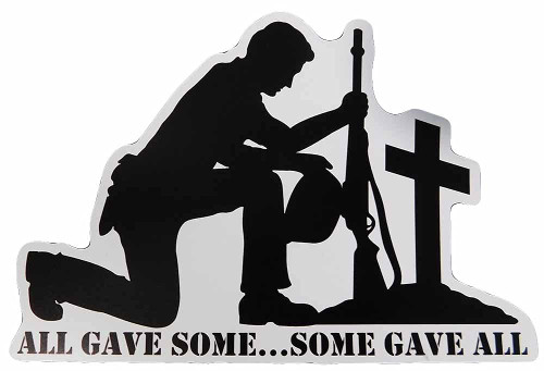 All Gave Some Some Gave All Soldier Kneeling at Cross Black White 4.5" x 6.5" Magnet