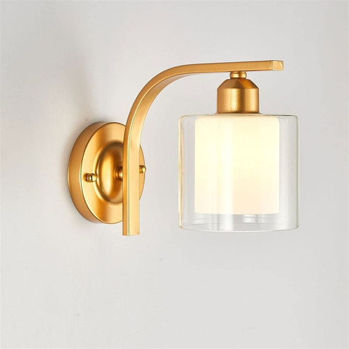 OUUED European Wall Light Led Sconces Bedroom Bedside Glass Iron Art Wall Lamp The New Wall Light E27 Simple Light for Study Living Room Bar Restaurant Cafe Stairs Corridor Aisle (Color : B)