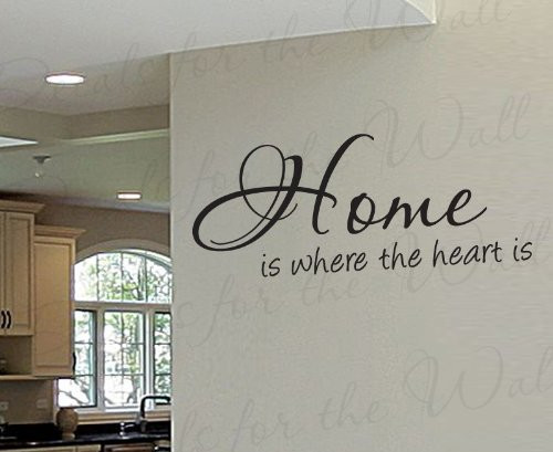 Home is Where The Heart is Entryway Entry - Family Home Love Living Room - Vinyl Lettering Quote, Large Wall Decal Art Mural Letters, Sticker Decoration, Saying Decor