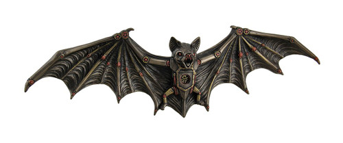 Veronese Design Mechanical Steampunk Vampire Bat Bronze Finish Resin Wall Sculpture 13.5 Inches Long