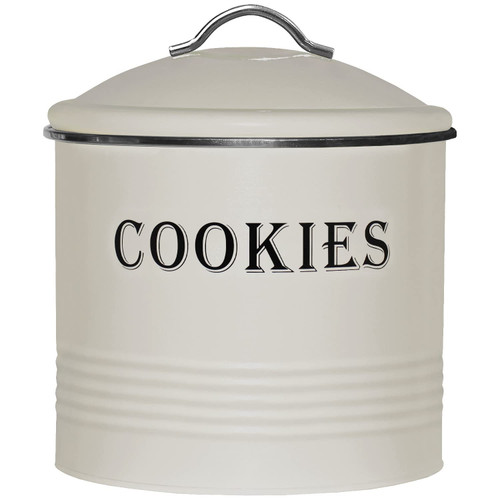 Blue Donuts Vintage Cookie Jar - Cookie Jars for Kitchen Counter, Airtight Jar Cookie Containers, Ivory Cookie Tin, Cookie Tins with Lids for Gift Giving, Large Cookie Jar