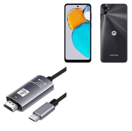BoxWave Cable Compatible with Motorola Moto E22s - SmartDisplay Cable - USB Type-C to HDMI (6 ft), USB C/HDMI Cable for Motorola Moto E22s - Jet Black