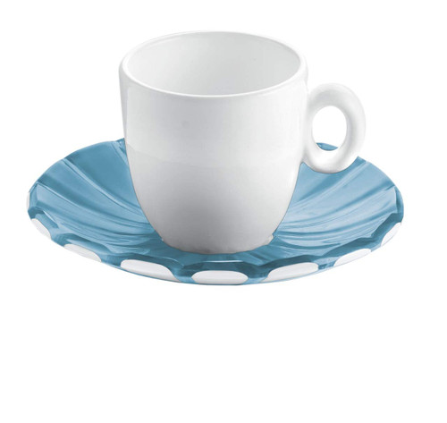 Guzzini Espresso Coffee Cup and Saucer 2P Grace Blue