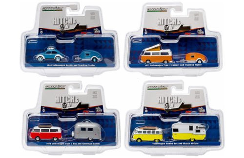 Greenlight Volkswagen Hitch And Tow V-Dub Exclusive 1/64 Scale Diecast Model 4-Car Assortment Greenlight Volkswagen Hitch And Tow V-Dub Exclusive 1/64 Scale Diecast Model 4-Car Assortment