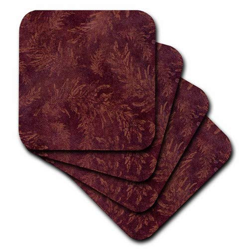 3dRose CST_56074_2 Burgundy Vines Soft Coasters, Set of 8