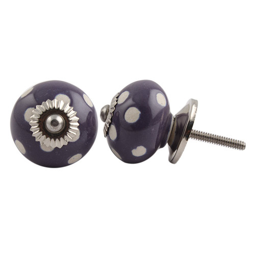 Indian Shelf 8 Pieces Drawer Hardware Pulls | Polka Dot Etched Fancy Door Knobs | Purple Unique Cabinet Knobs | Ceramic Cute Drawer Knobs | Dressers Knobs | Dresser Drawer Pulls and Knobs