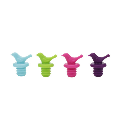 Faotup 8PCS 0.75Inch Plug Diameter Silicone Bird Wine Stopper,Little Bird Wine Bottle Stopper,Cute Bottle Stopper Silicone,(Green,Purple,Blue,Red Each 2)