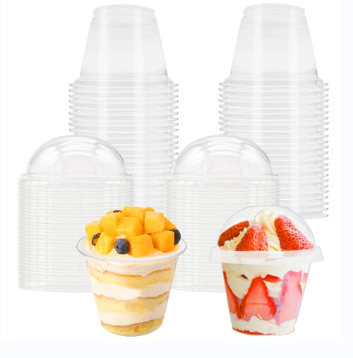 50 Pcs 6 oz Clear Plastic Cups with Dome Lids,Transparent Parfait Cup,Disposable Dessert Cups for Fruit,Ice Cream,Cupcake,Iced Cold Drinks 50 Pcs 6 oz Clear Plastic Cups with Dome Lids,Transparent Parfait Cup,Disposable Dessert Cups for Fruit,Ice Cream,Cupcake,Iced Cold Drinks