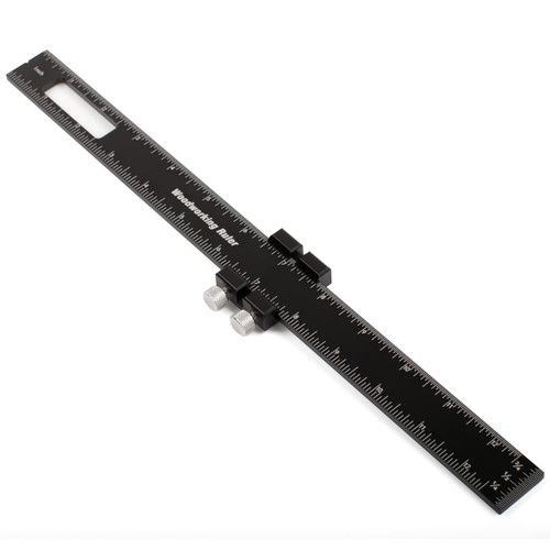 Woodworking Ruler Precision Pocket Rule - 12 Inch Metal Slide Stop Marking Ruler Metric Inch Measuring Wood Working Scribing Rulers Measure Tools - Engineers Woodwork Adjustable Sliding Ruler