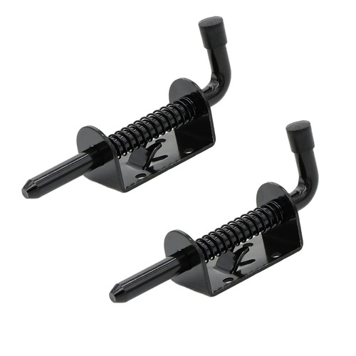 5 Inch Spring Loaded Latch Bolt, Heavy Duty Spring Loaded Latch Pin Door Lock,1/2" Pin Shed (2, Black)
