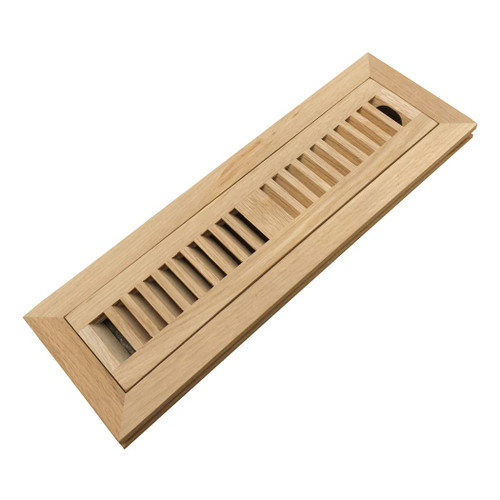 Homewell White Oak Wood Floor Register Vent Cover, Flush Mount with Frame, 2X10 Inch with Damper, Unfinished