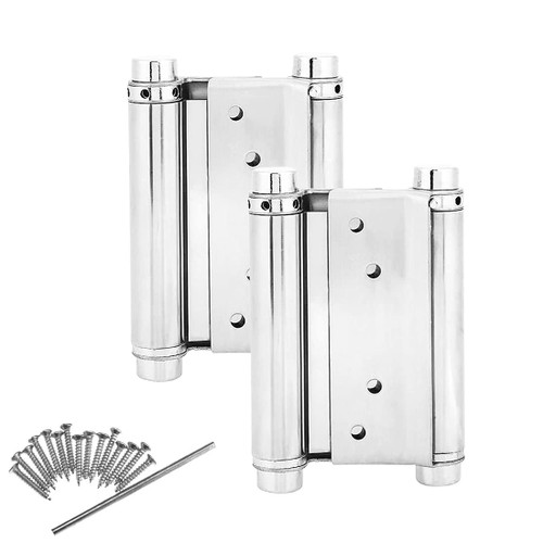 6"Double Action Spring Hinges 6inch Stainless Steel Self Closing Hinges Double Door Hinges for Cafe Saloon Pub Swinging Doors, Including Pins and Screws, 2-Pack