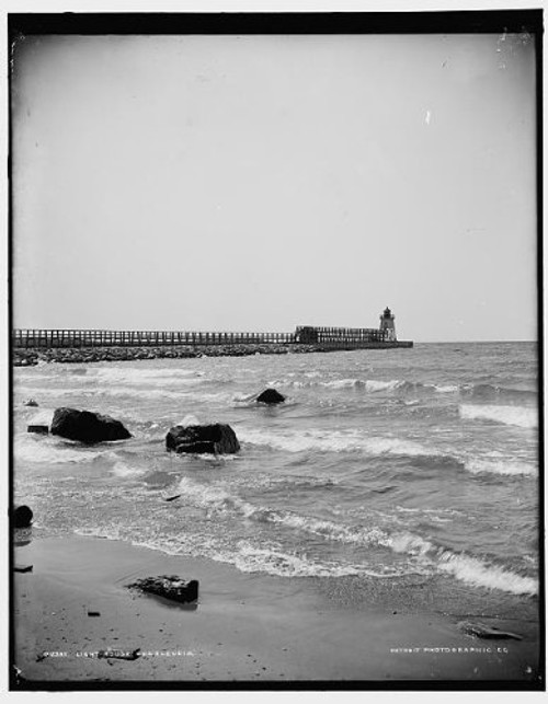 HistoricalFindings Photo: Light House,Beaches,Lake Michigan,Charlevoix,MI,Detroit Publishing Company,1890