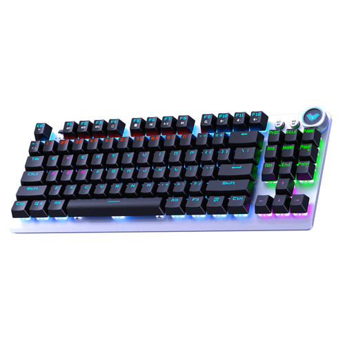 AULA TKL Mechanical Gaming Keyboard?2.4G/BT5.0/Wired?Wireless 87 Keys Rainbow LED Backlit Tenkeyless Bluetooth Keyboard with Blue Switch-Black