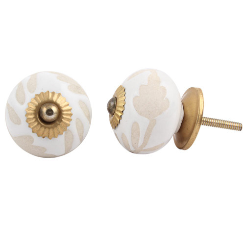 Indian Shelf 4 Pack Cabinet Pulls & Knobs|Etched Hardware Pulls for Cabinets & Drawers|White Modern Knobs|Ceramic Door Knobs for Cabinets|Decorative Drawer Knobs|Dresser Knobs for Nursery