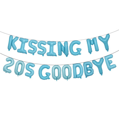 Kissing My 20s Goodbye Decorations Kissing My 20s Goodbye Banner Balloons 30th Birthday Balloon Dirty 30 Balloon (20S Goodbye Light Blue)