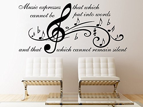 Music Wall Decal Quote Music Expresses That Which Vinyl Note Treble Clef Decals Bedroom Decoration Wall Art Home Decor Sticker Recording Studio SM17