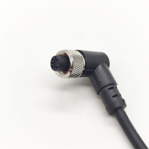 M12 4 Pin Female Connector Cable, A Code Right Angle Molding Cable Female Aviation Sensor Electrical PVC Cable Industrial Molded Cable AWG22 (3M)