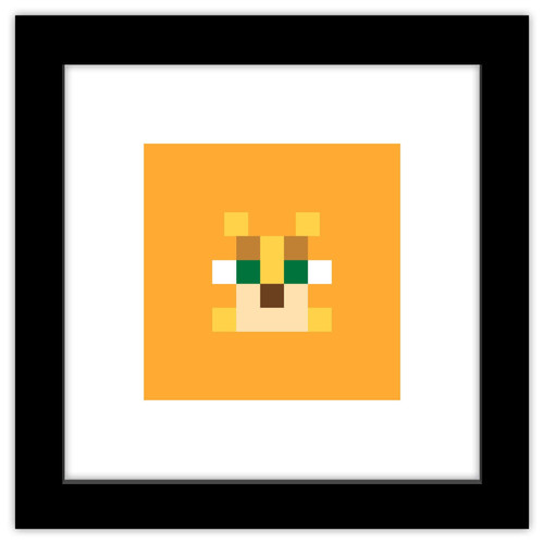 Trends International Gallery Pops Minecraft: Iconic Pixels - Mobs - Ocelot Wall Art, Black Framed Version, 12'' x 12''