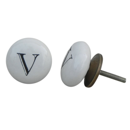 Indian Shelf 4 Pieces Knobs for Dresser Drawers | V Alphabet Knobs for Dressers | White Bedroom Dresser Knobs and Pulls | Ceramic Modern Drawer Pulls | Fancy Knobs | Cabinet Knobs Modern