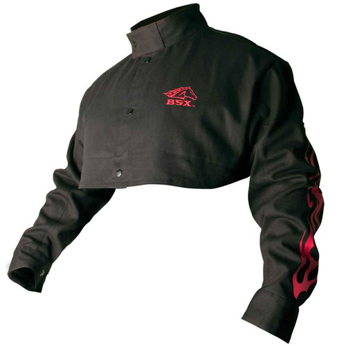 Black Stallion BSX BX21CS Black 9 oz. FR Cotton Cape Sleeves W/ Red Fl