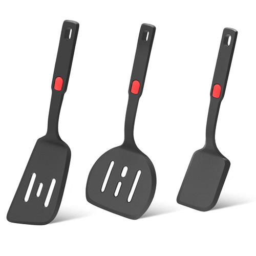 POTWIY Silicone Spatula Turner Set of 3, 600?F Heat Resistant Cooking Spatulas for Nonstick Cookware, BPA Free Rubber Kitchen Spatula Silicone Cooking Utensils Set for Fish, Pancake, Egg, Cookie