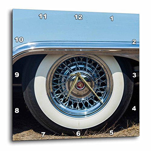 3D Rose Massachusetts-Gloucester-Antique Car Show-1950s Convertible tire Wall Clock 13" x 13"