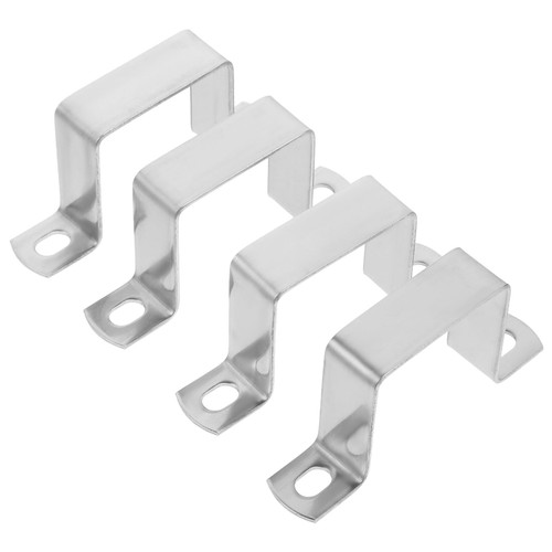 Totority Square Pipe Clamp, 4pcs Pipe Clip 2x2 Inch, Stainless Steel Tube Buckle U-shaped Pipe Clamp, Horseback Pipe Saddle Clamp Buckle