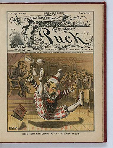 HistoricalFindings Photo: Photo of Puck,He Missed The Chair,1883,Gillam,Thurman,Lamar,Cox,Court Jester