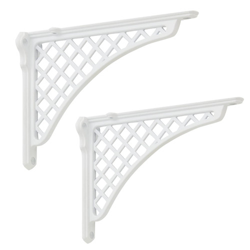 Heavy Duty Cast Iron Shelf Bracket, Baroque L-Shaped Shelf Brackets, Hardware Included 8 Inch,White 2 Pack