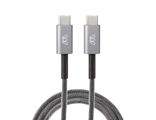 Sewell MOS Spring USB-C Cable - USB-C to USB-C, Deep Grey, 1 ft,SW-32990-1