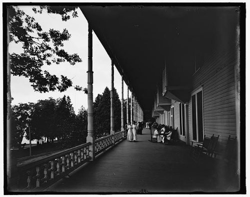 HistoricalFindings Photo: Hotel Marion,Veranda,Resorts,porches,Chairs,Lake George,New York,NY,1900