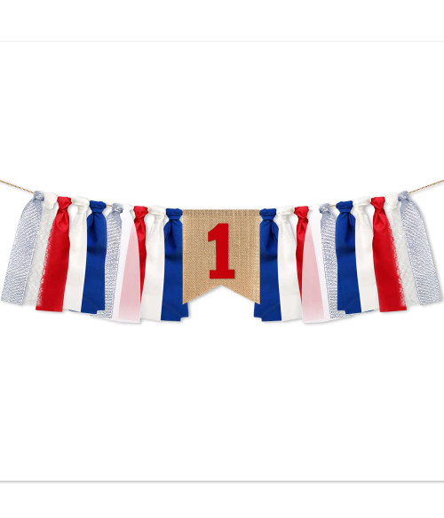 Baby Birthday Decoration 1st Birthday High Chair Banner Christmas Decorations Green&Red Burlap Banner Theme Party Supplies (Blue&Red)
